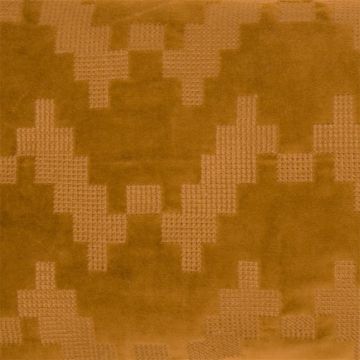 Coussin moelleux en velours ANJALI, jaune moutarde, motif zigzag, 50x30cm