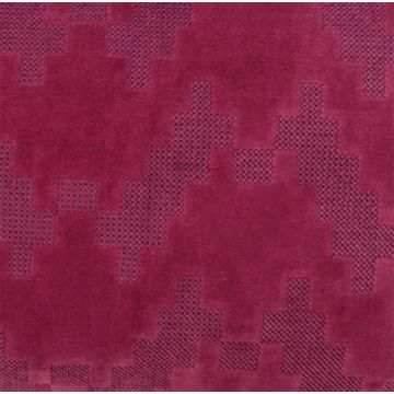 Coussin moelleux en velours ANJALI, magenta, motif zigzag, 50x30cm