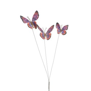 Branche décorative avec papillons TARANEH, à piquer, orange-lilas, 60cm