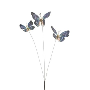 Branche décorative avec papillons TARANEH, à piquer, bleu-rose, 60cm