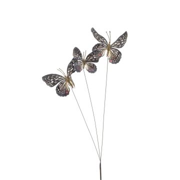 Branche décorative avec papillons TARANEH, à piquer, gris-rouge, 60cm