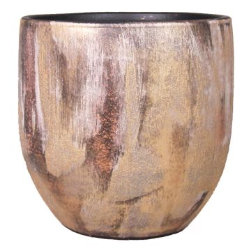 Pot de fleurs en céramique AETIOS, dégradé, doré-brun, 16cm, Ø17cm