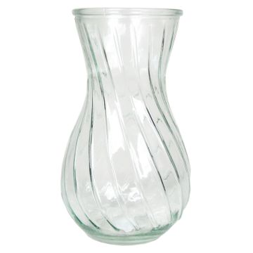 Vase en verre CARMILLA avec rainures torsadées, transparent, 22cm, Ø13cm