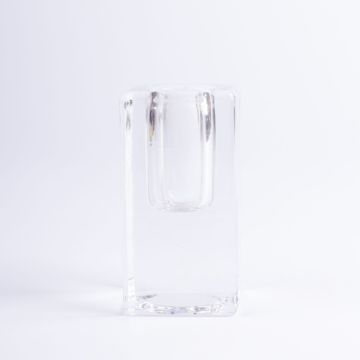 Bougeoir en verre angulaire SOLUNA pour bougies chandelles, transparent, 4x4x8cm