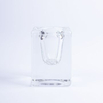Bougeoir en verre angulaire SOLUNA pour bougies chandelles, transparent, 4x4x6cm