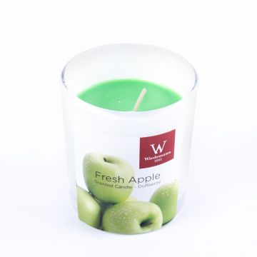 Bougie parfumée ASTRID dans un verre, Fresh Apple, vert pomme, 7,9cm, Ø7,1cm, 28h