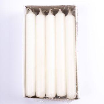 Lot de 10 bougies chandelles / bougie de table CHARLOTTE, ivoire, 18,5cm, Ø2,1cm, 6,5h - Made in Germany