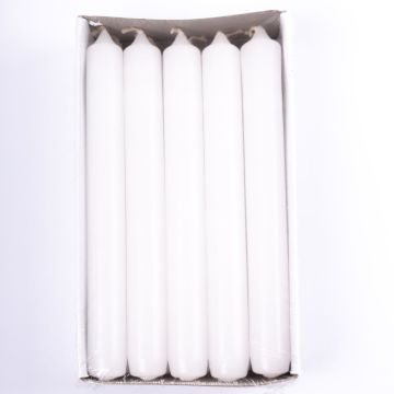Lot de 10 bougies chandelles / bougie de table CHARLOTTE, blanc, 18,5cm, Ø2,1cm, 6,5h - Made in Germany