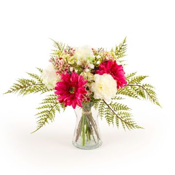 Bouquet artificiel MALIA, rose, oeillet, gerberas, fuchsia, 40cm, Ø30cm