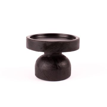 Porte-bougie MIMARIS en bois, avec pied, noir, 9cm, Ø12cm