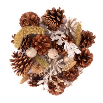 Pot-pourri d'hiver YIDU, pommes de pin, branches séchées, brun-blanc-vert, 250g Pot-pourri d'hiver YIDU, pommes de pin, branches séchées, brun-blanc-vert, 250g
