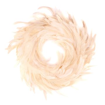 Couronne de plumes de paon NORDIAN, blanchie à la chaux, Ø60cm