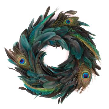 Couronne de plumes de paon NORDIAN, naturel, Ø50cm